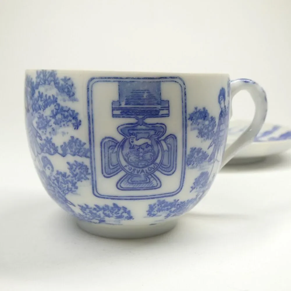 Malkin's Best Tea Cup & Saucer White Blue Porcelain Teacup Vintage